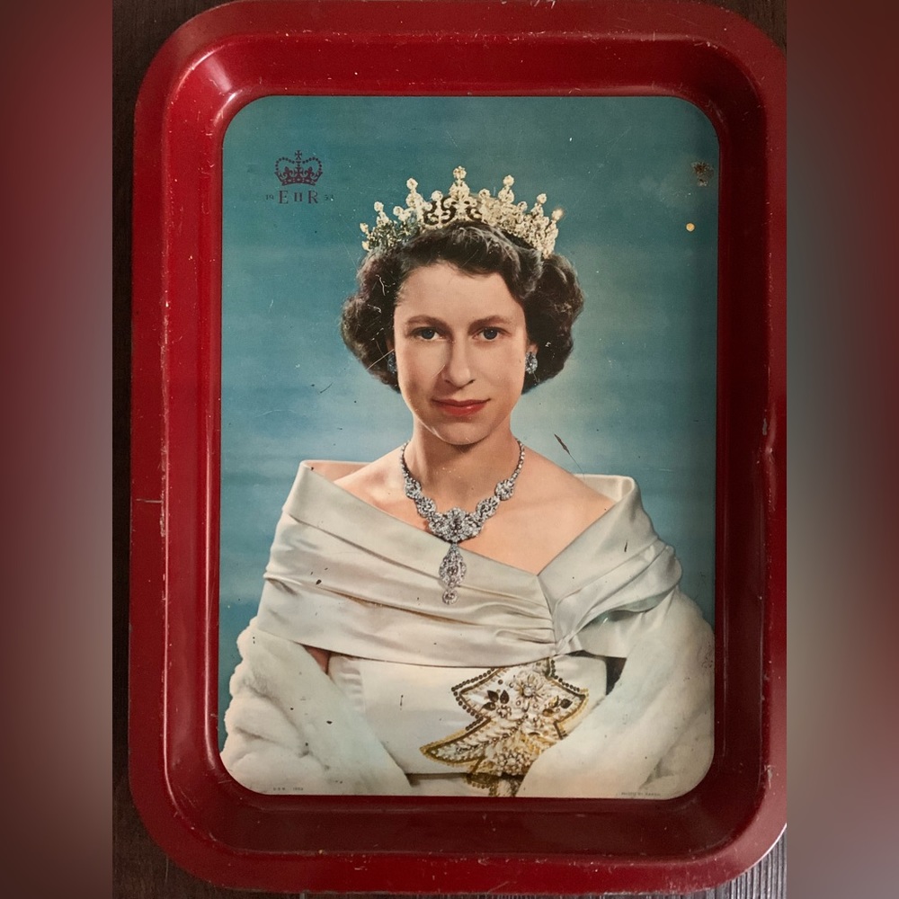 Antique Queen Elizabeth II EHR Decorative Coronation Serving Tray 1953